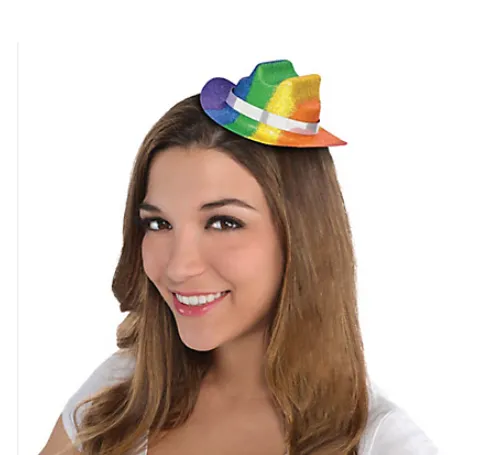 Rainbow Glitter Mini Cowperson Hat