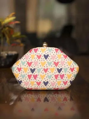 Rainbow Heart Fabric Clutch