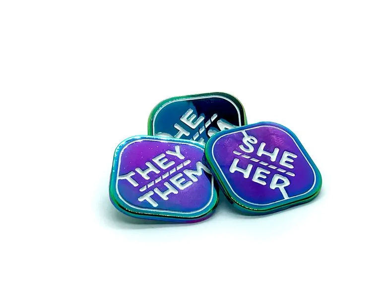 Rainbow Metal Pronoun Pins