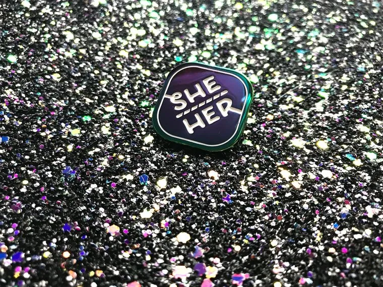 Rainbow Metal Pronoun Pins