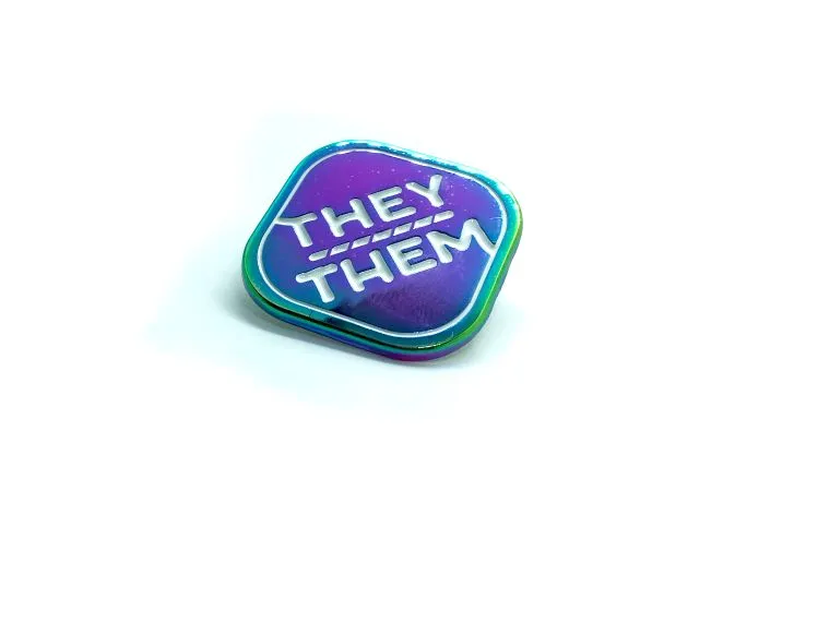 Rainbow Metal Pronoun Pins