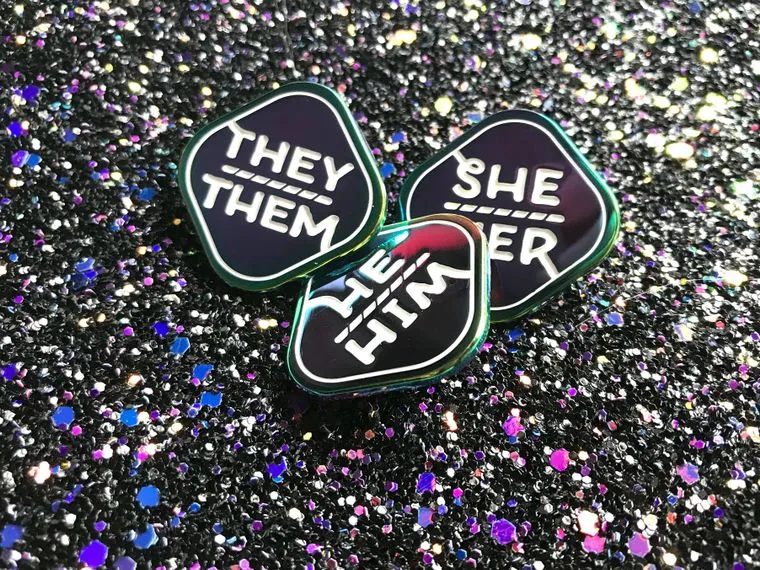 Rainbow Metal Pronoun Pins