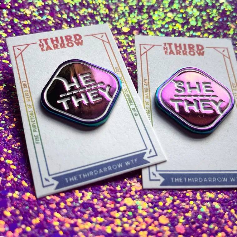 Rainbow Metal Pronoun Pins