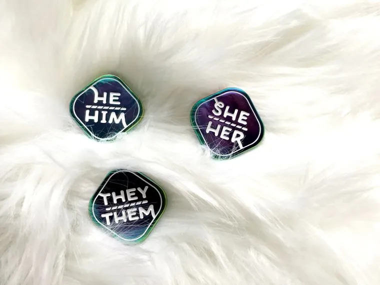 Rainbow Metal Pronoun Pins