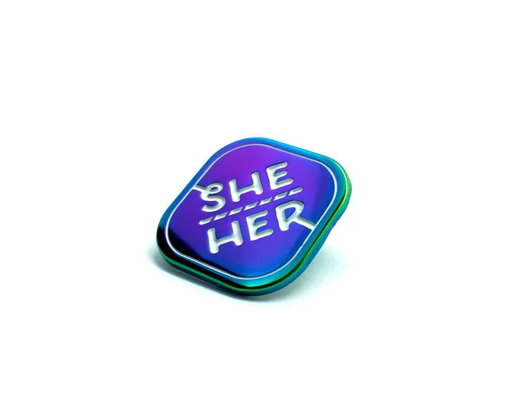 Rainbow Metal Pronoun Pins