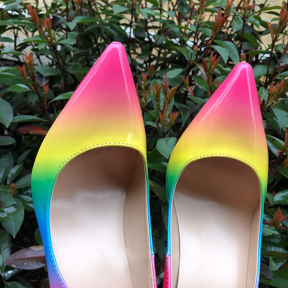 Rainbow Patent Leather Sexy Stiletto High Heel Party Shoes