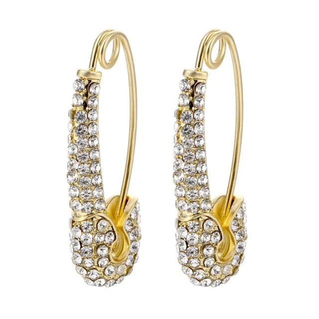 Rainbow Pin Drop Earrings for Women and Girls with Zircon in Gold Color