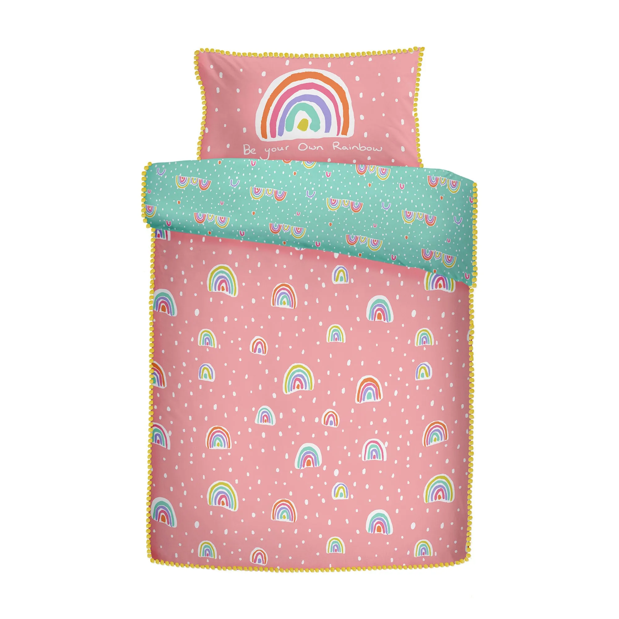 Rainbow Pom Duvet Cover Set by Appletree Kids in Multicolour