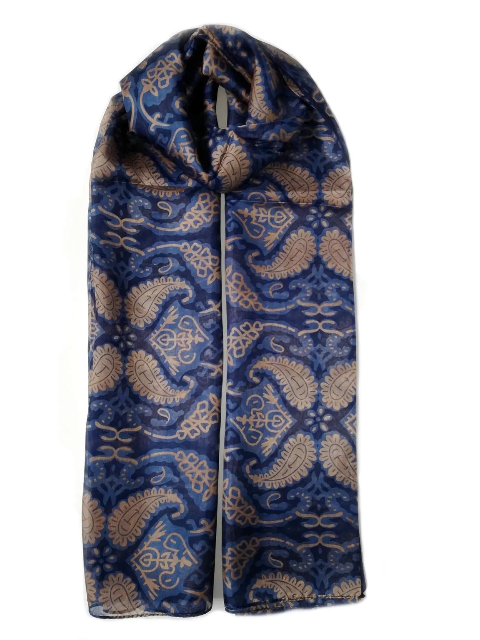 Rainbow Range|Large Silk Scarf Abstract Paisley Navy