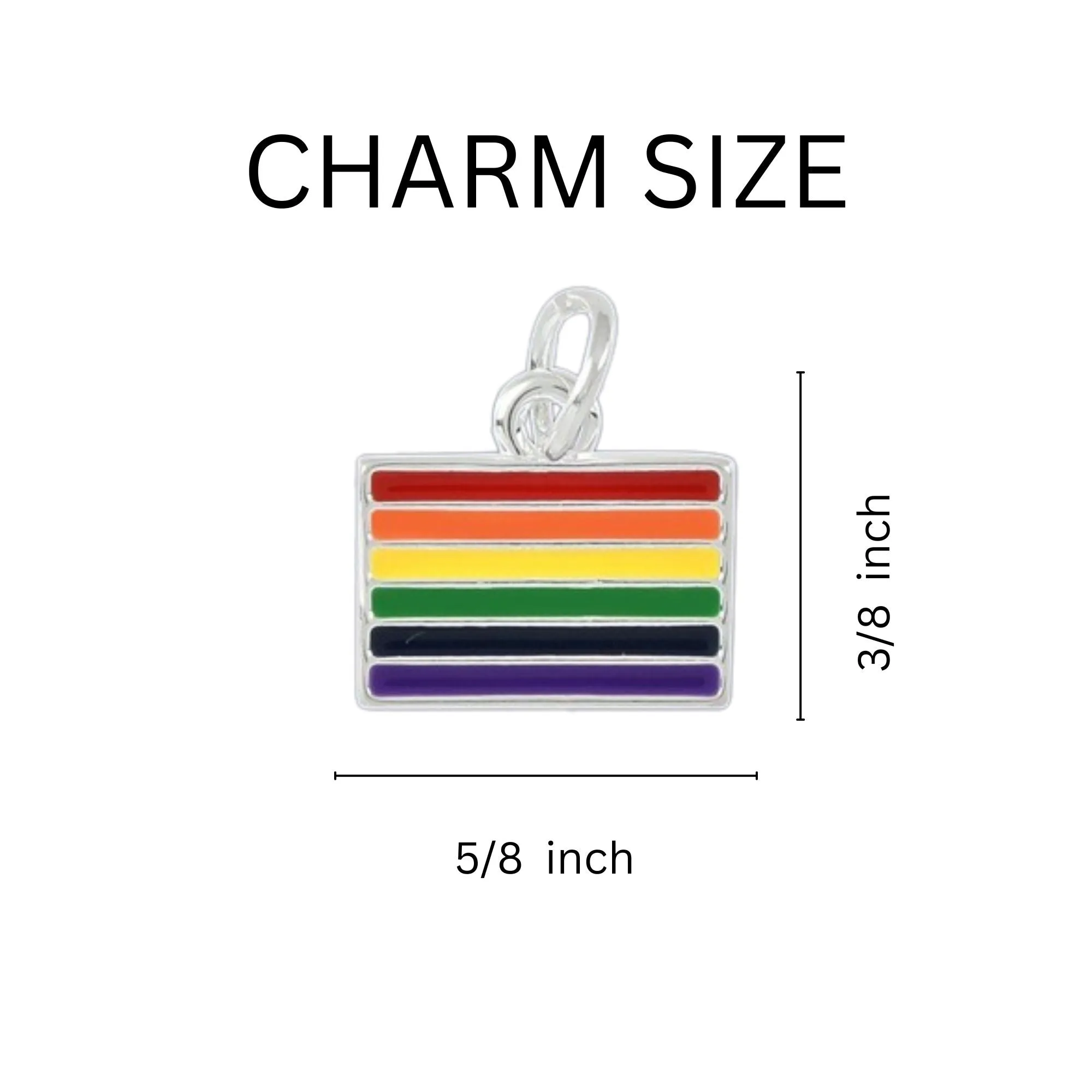 Rainbow Rectangle Flag Black Cord Bracelets