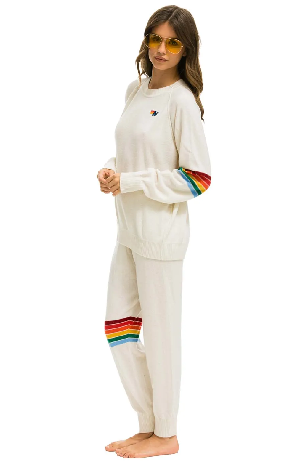 RAINBOW STRIPE CASHMERE LIGHT SWEATER PANT	- VINTAGE WHITE