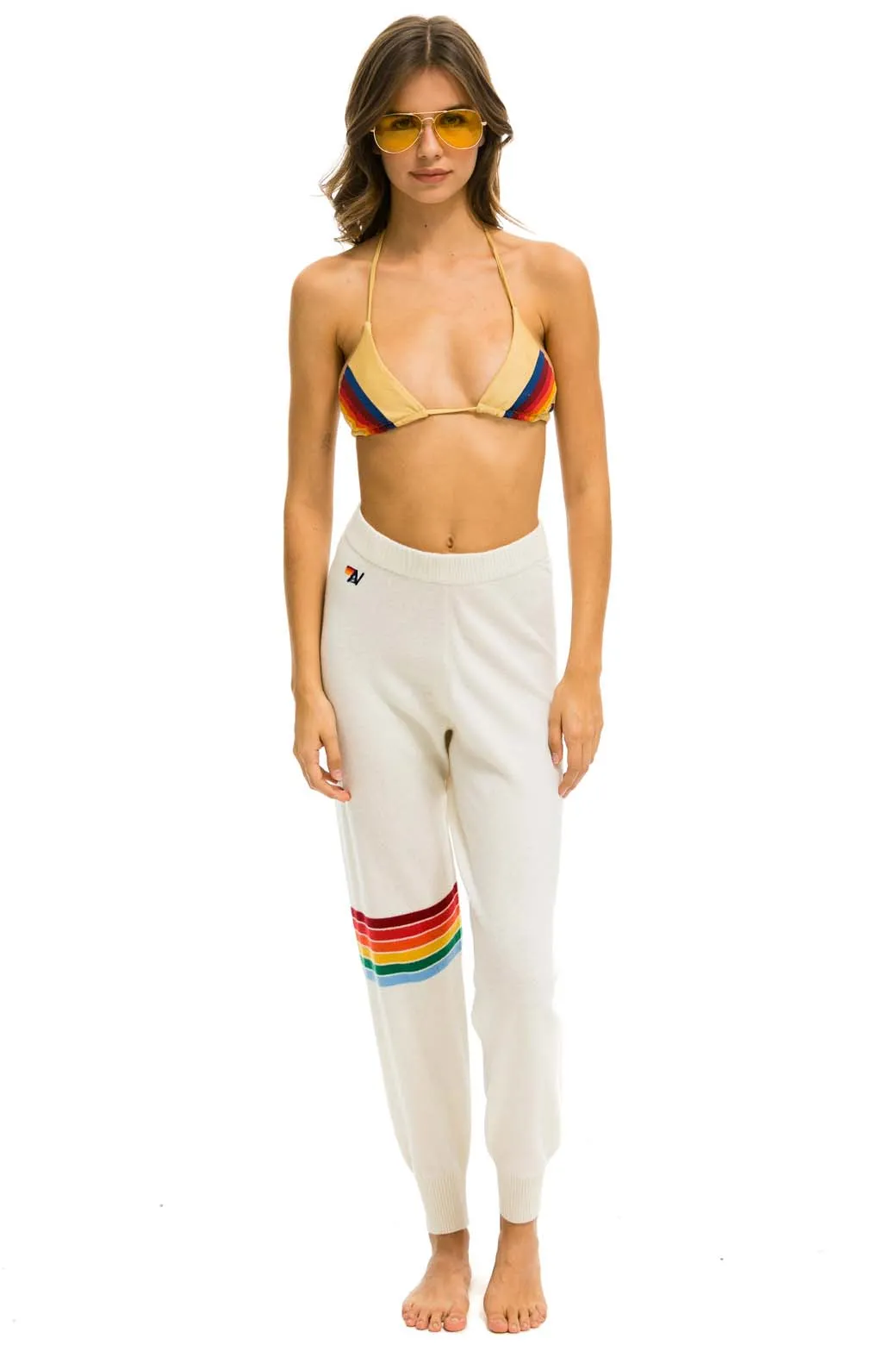 RAINBOW STRIPE CASHMERE LIGHT SWEATER PANT	- VINTAGE WHITE