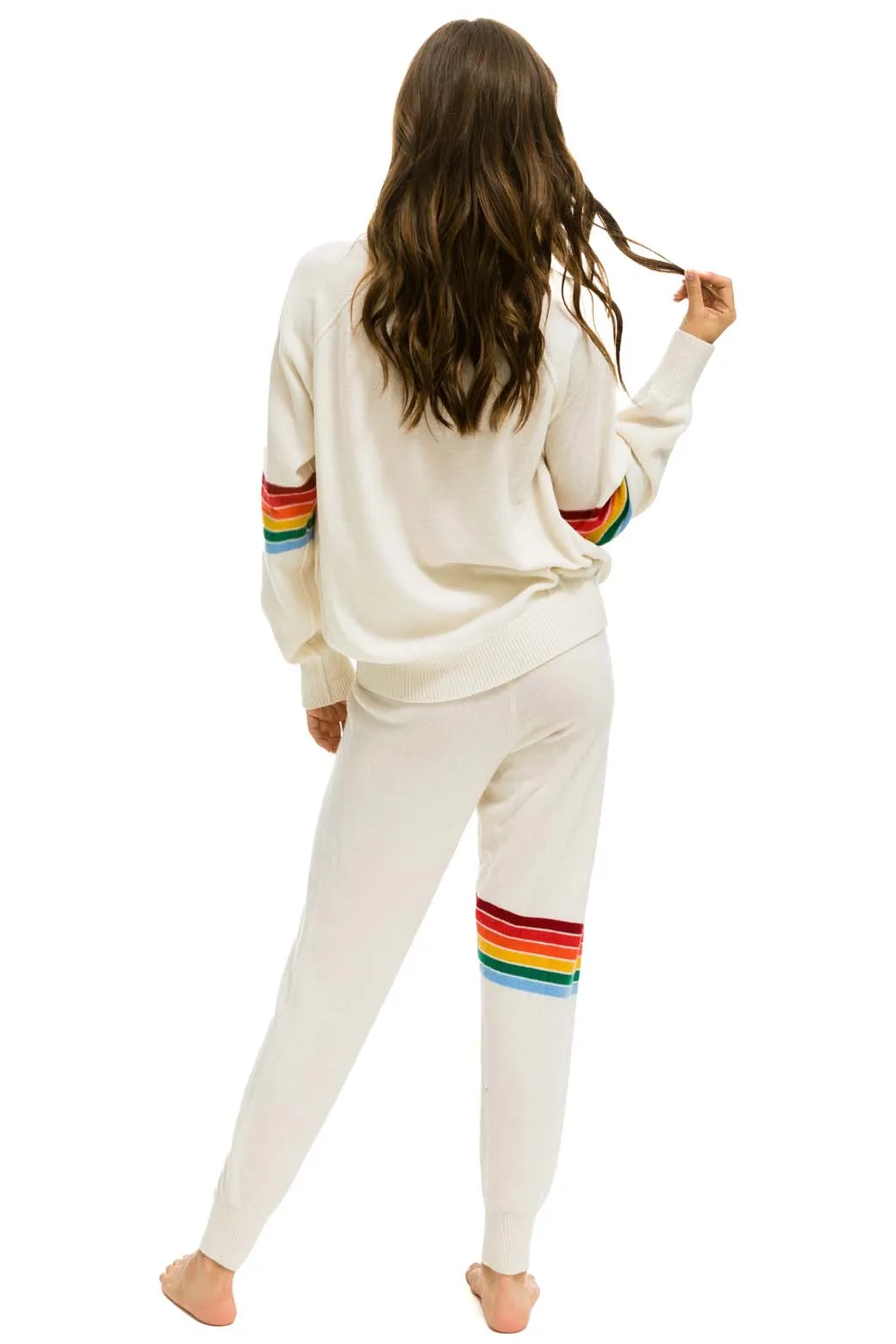 RAINBOW STRIPE CASHMERE LIGHT SWEATER PANT	- VINTAGE WHITE