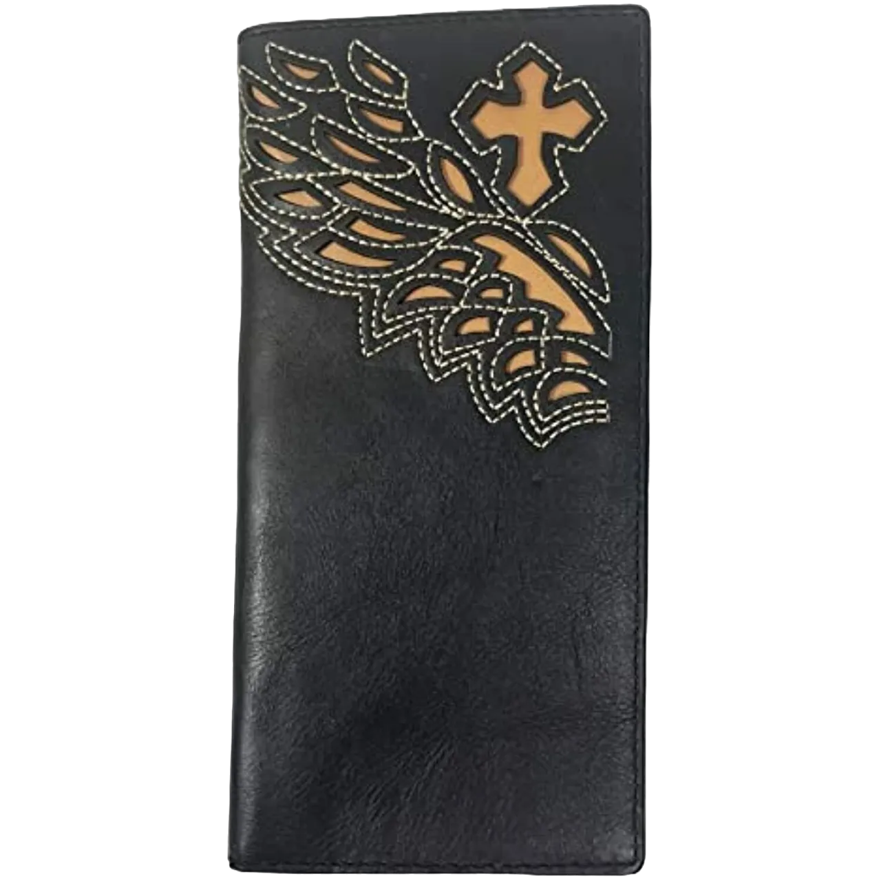 Rainbow Trading Men's Western Cowboy Black Leather Long Wallet