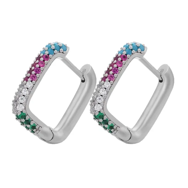 Rainbow U Shape Earrings for Women and Girls with Zircon in Gold Color