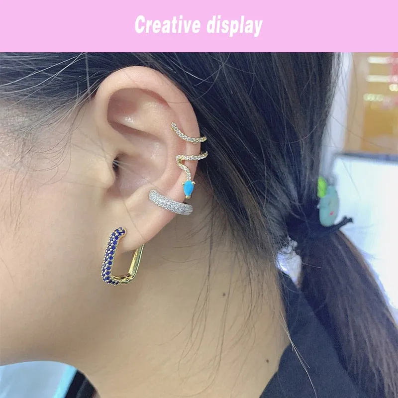 Rainbow U Shape Earrings for Women and Girls with Zircon in Gold Color