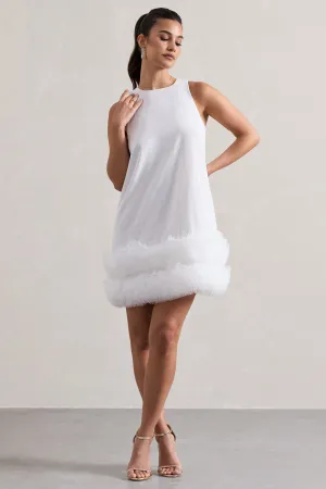 Raise A Glass | White A-Line Mini Dress With Tulle Hem