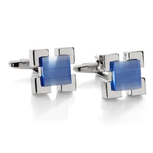 Raised Square Blue Cufflinks