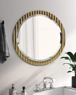 RAJ Glass Bathroom Mirror with Professional Mirror Mount Tape, (Unframed, Silver, Wall Mount, Rectangular (14'' Fluted Golden Brown)