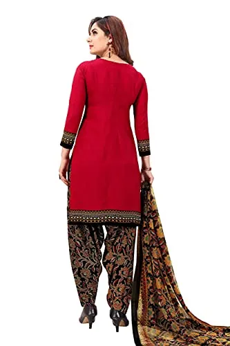 Rajnandini Women's Red Cotton Printed Unstitched Salwar Suit Material(JOPLVSM4031)