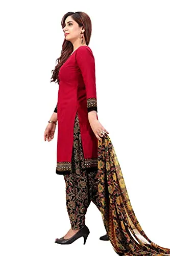 Rajnandini Women's Red Cotton Printed Unstitched Salwar Suit Material(JOPLVSM4031)