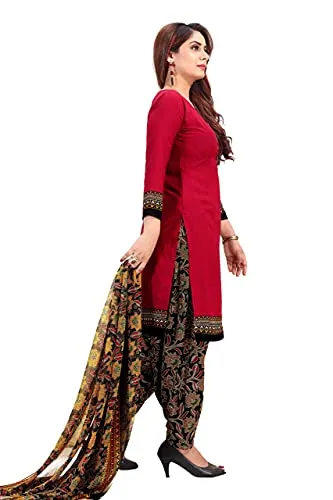 Rajnandini Women's Red Cotton Printed Unstitched Salwar Suit Material(JOPLVSM4031)