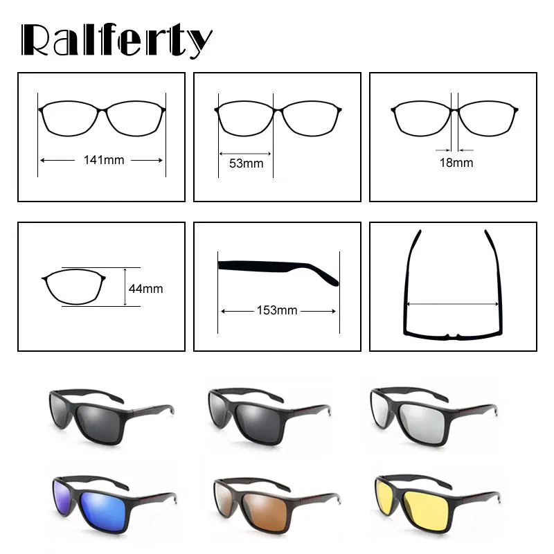 Ralferty Hd Polarized Sunglasses Men Driver Glasses Blue Mirror Square Uv400 K1037