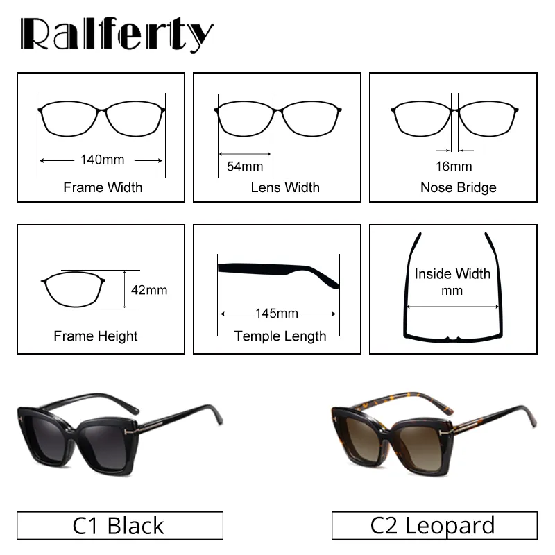 Ralferty Women's Eyeglassers Anti Blue Light Clip On Sunglasses Cat Eye