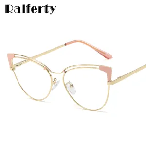 Ralferty  Women's Full Rim Square Cat Eye Eyeglass Alloy Eyeglasses F95636