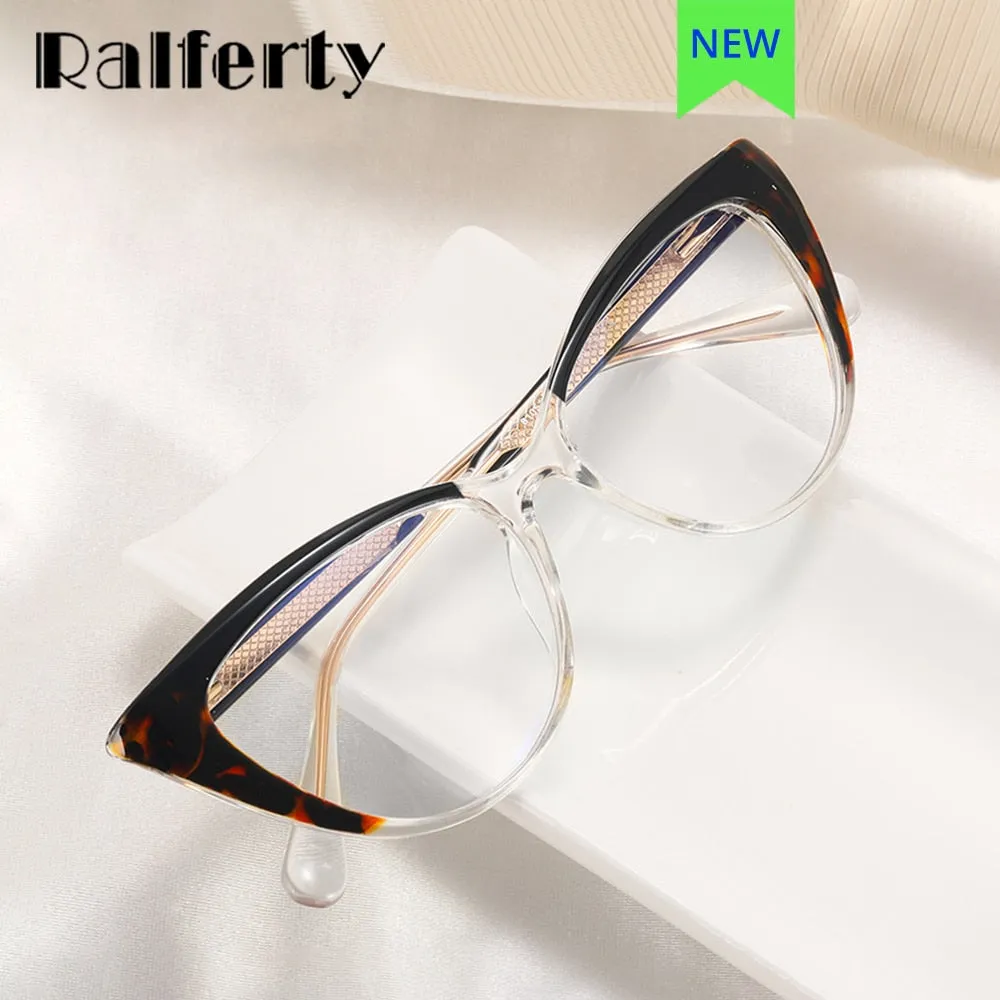 Ralferty Women's Full Rim Square Cat Eye Tr 90 Acetate Eyeglasses F81051