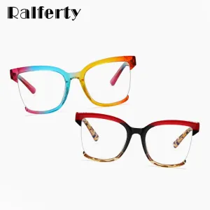 Ralferty Women's  Semi Rim Square Oversized Tr 90 Acetate Eyeglasses