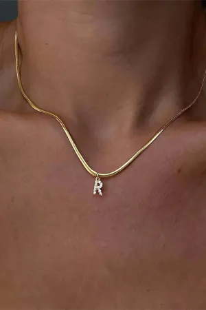 RAMONA CRYSTAL LETTER NECKLACE / GOLD