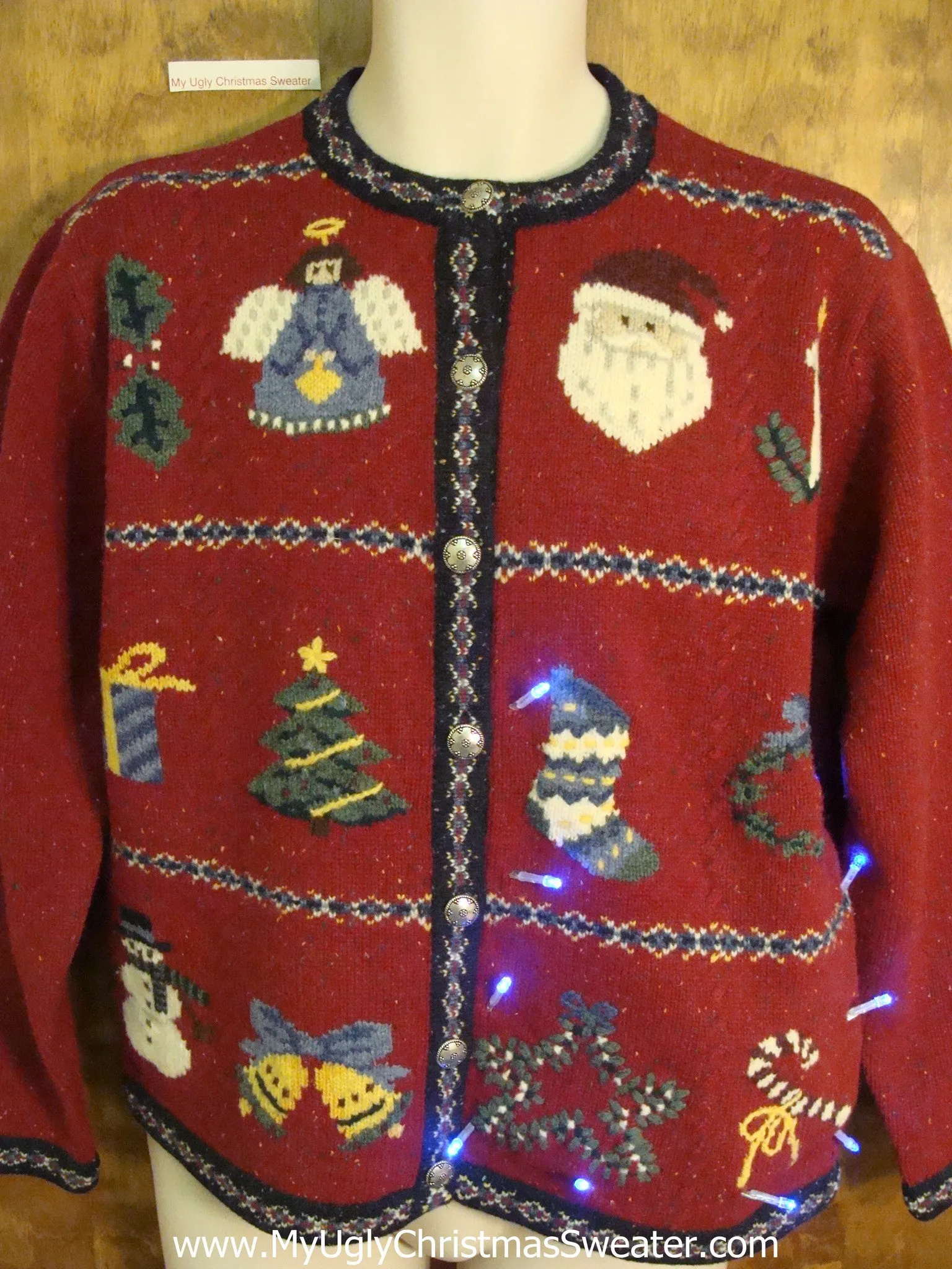 Random Decoations on a Cute Christmas Sweater with Lights