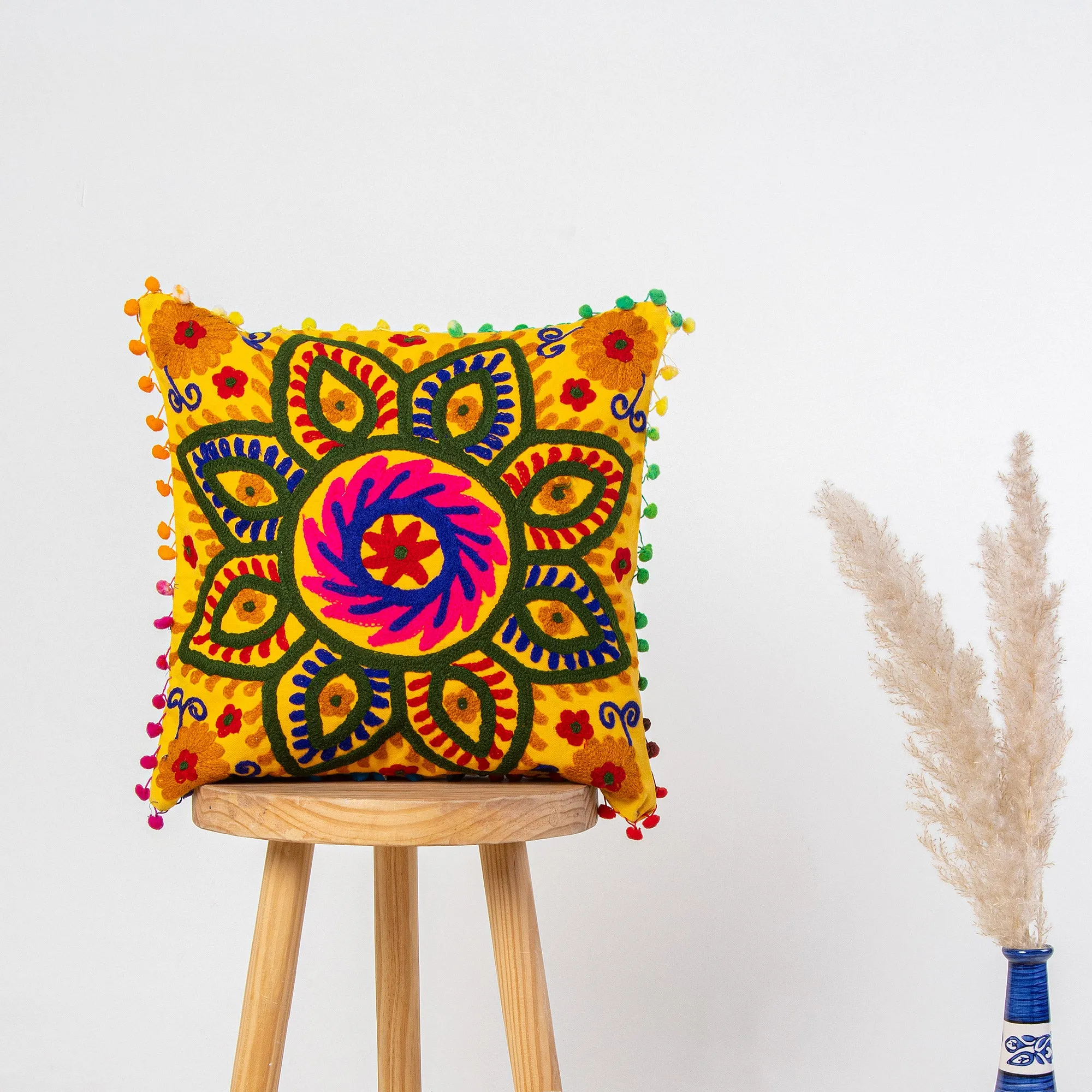 Rangoli Cotton Hand Embroidered Cushion Covers