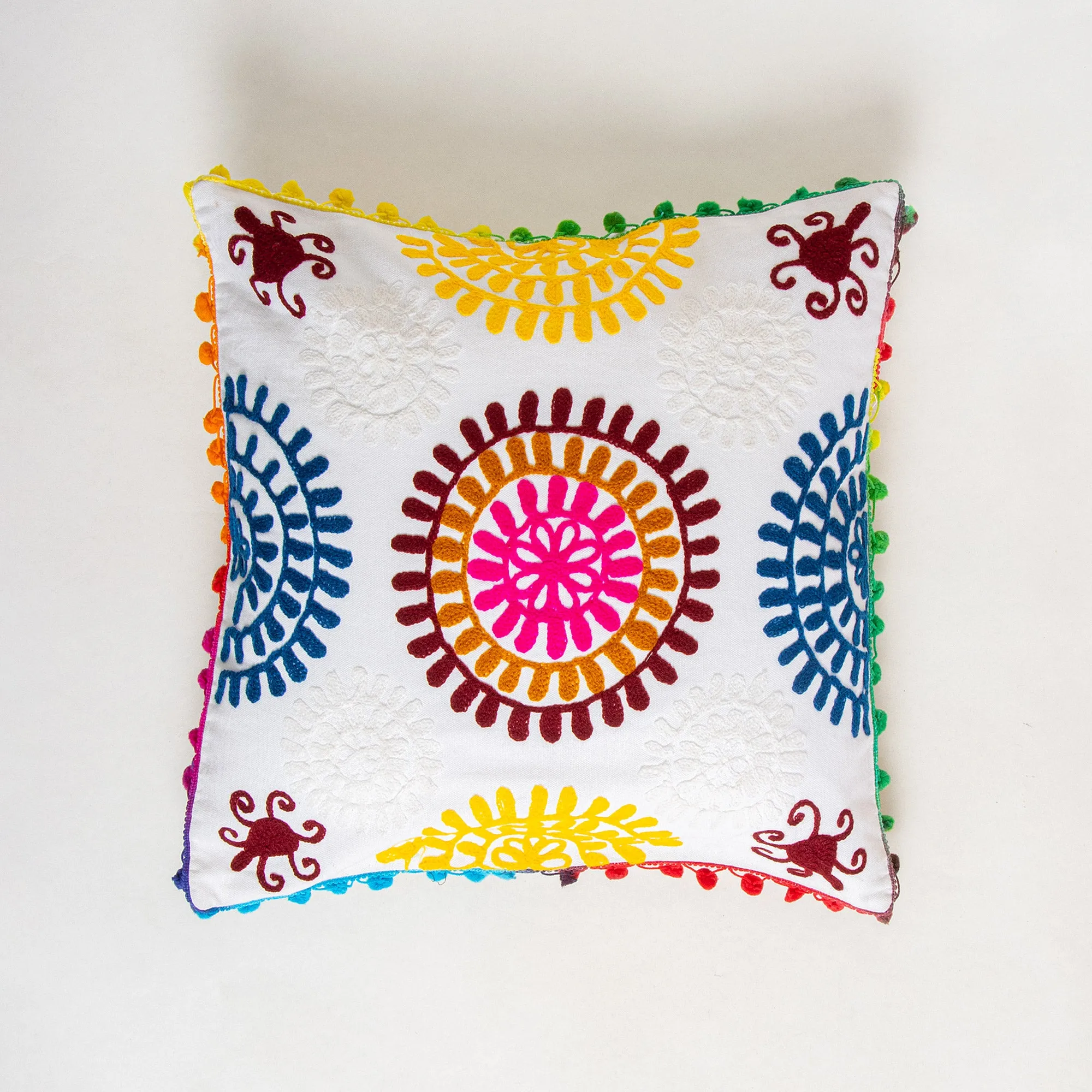 Rangoli Cotton Hand Work Embroidered Cushion Cover