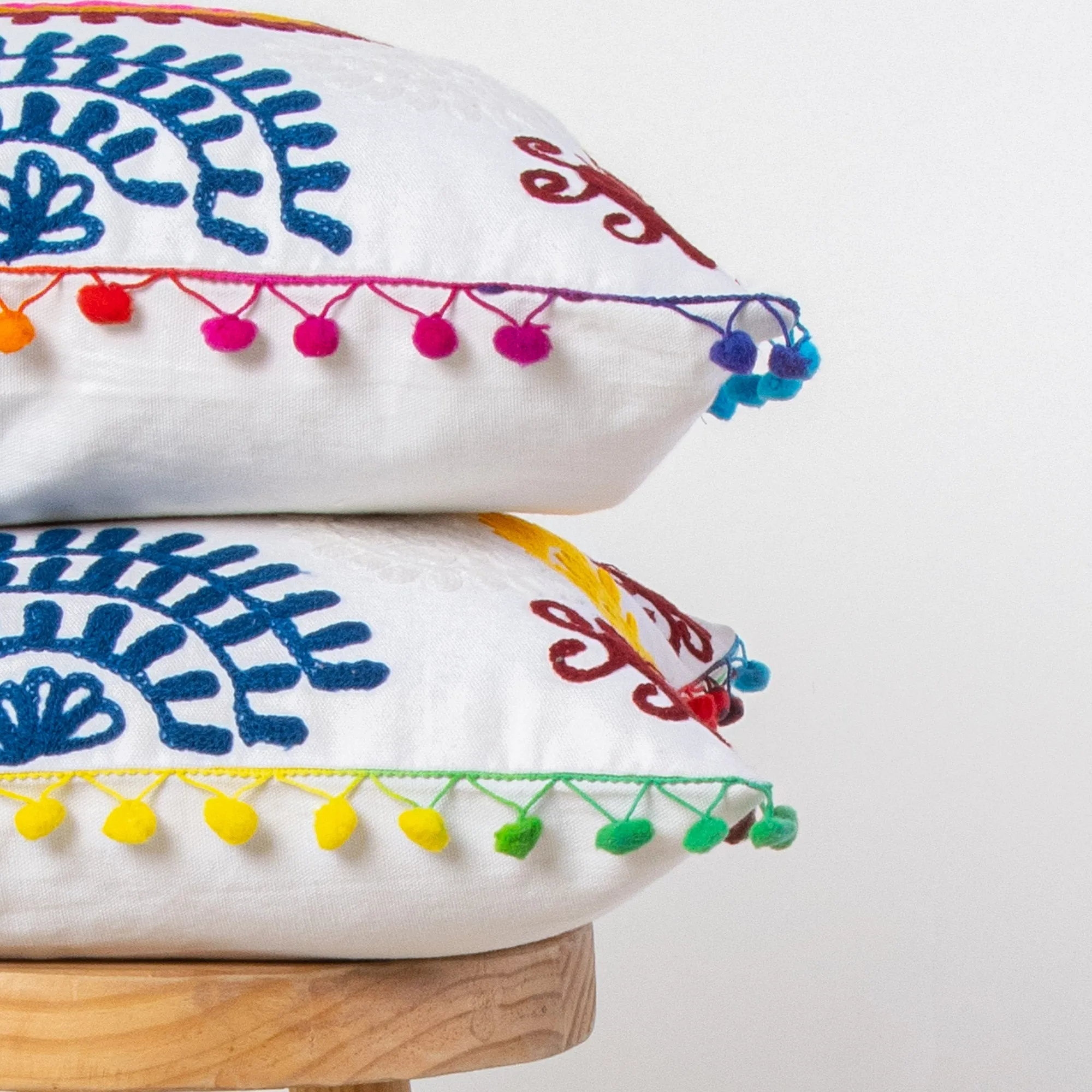 Rangoli Cotton Hand Work Embroidered Cushion Cover