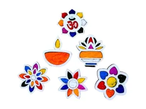 Rangoli Design Plates, MDF Rangoli Designsb for Diwali Poojan Set of 6