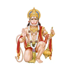 Rangoli Large Modern Hanuman G Art Wall Sticker Multicolor Vinyl Wall Sticker 50 or 70 cm Pack of 1 Sticker