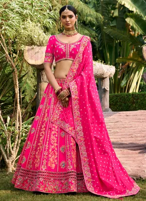 Rani Pink Multi Embroidered Bridal Lehenga Choli