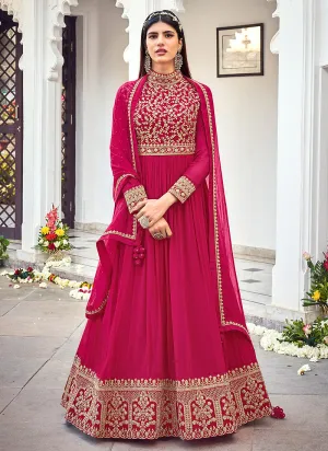 Rani Pink Traditional Embroidered Designer Anarkali Gown