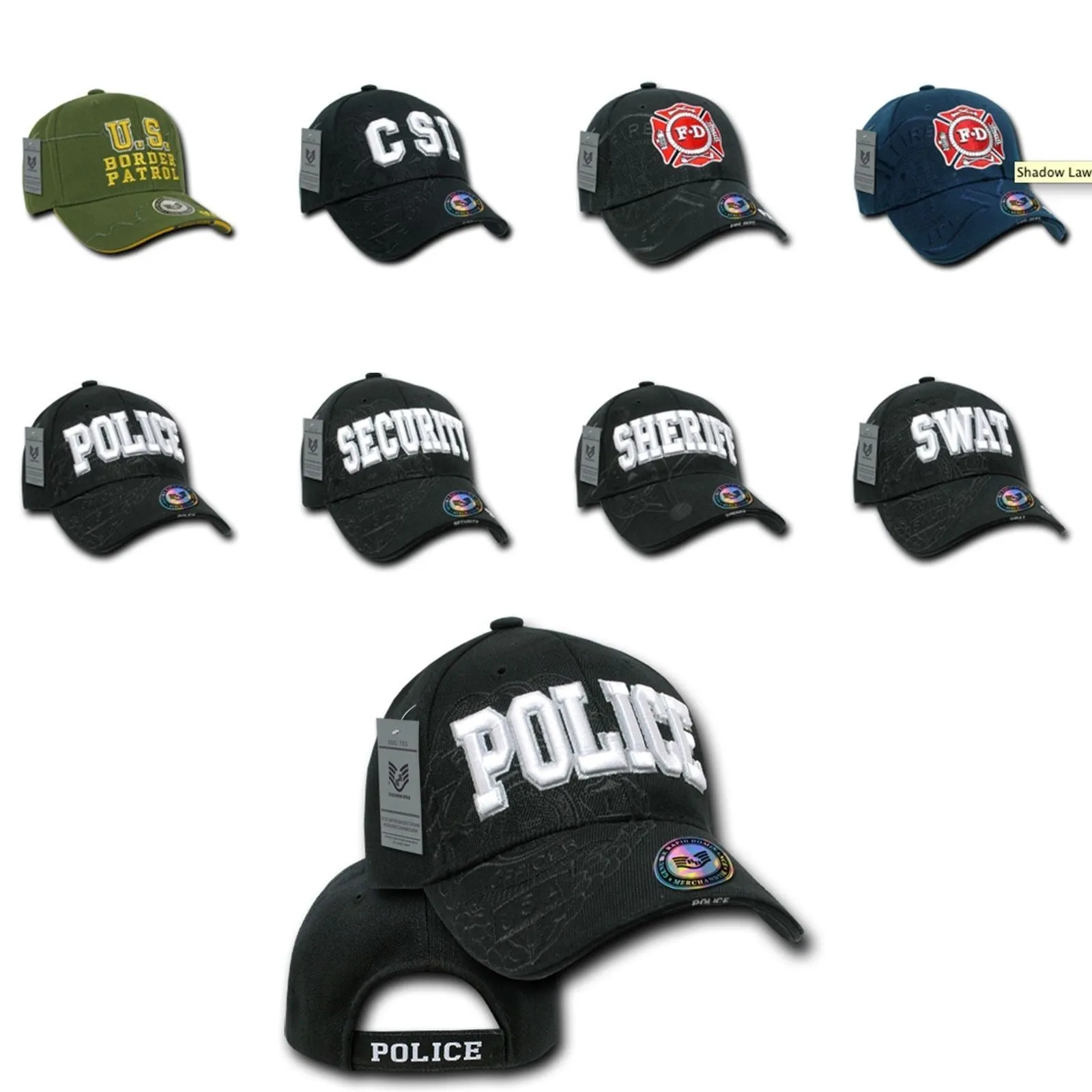 Rapid Dominance Shadow Embroidered Law Enforcement US USA Baseball Caps Hats