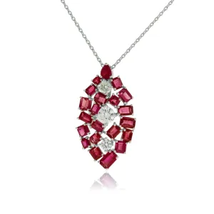 Rare Red Emerald Emerald-Cut Cluster Style Pendant