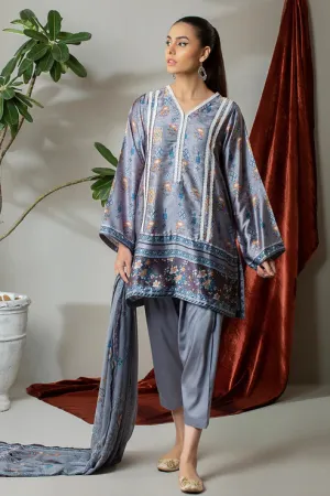 Rashid Textile - 3 Piece – Marine Printed Silk – 8288