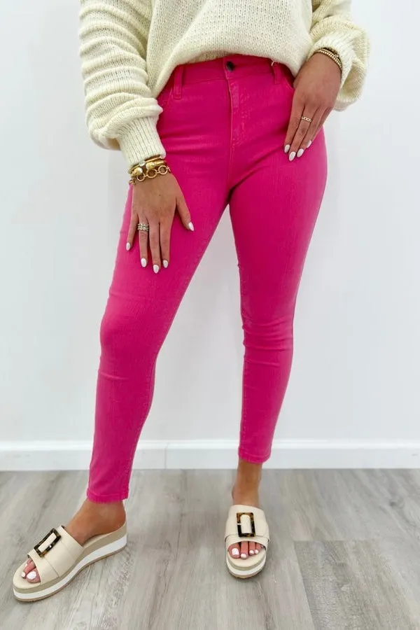 Raspberry Mid Rise Crop Skinny *Final Sale*