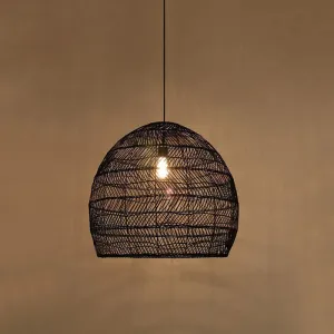 Rattan Pendant Ceiling Light for Elegant Dining - Asian-Inspired Single-Bulb Fixture