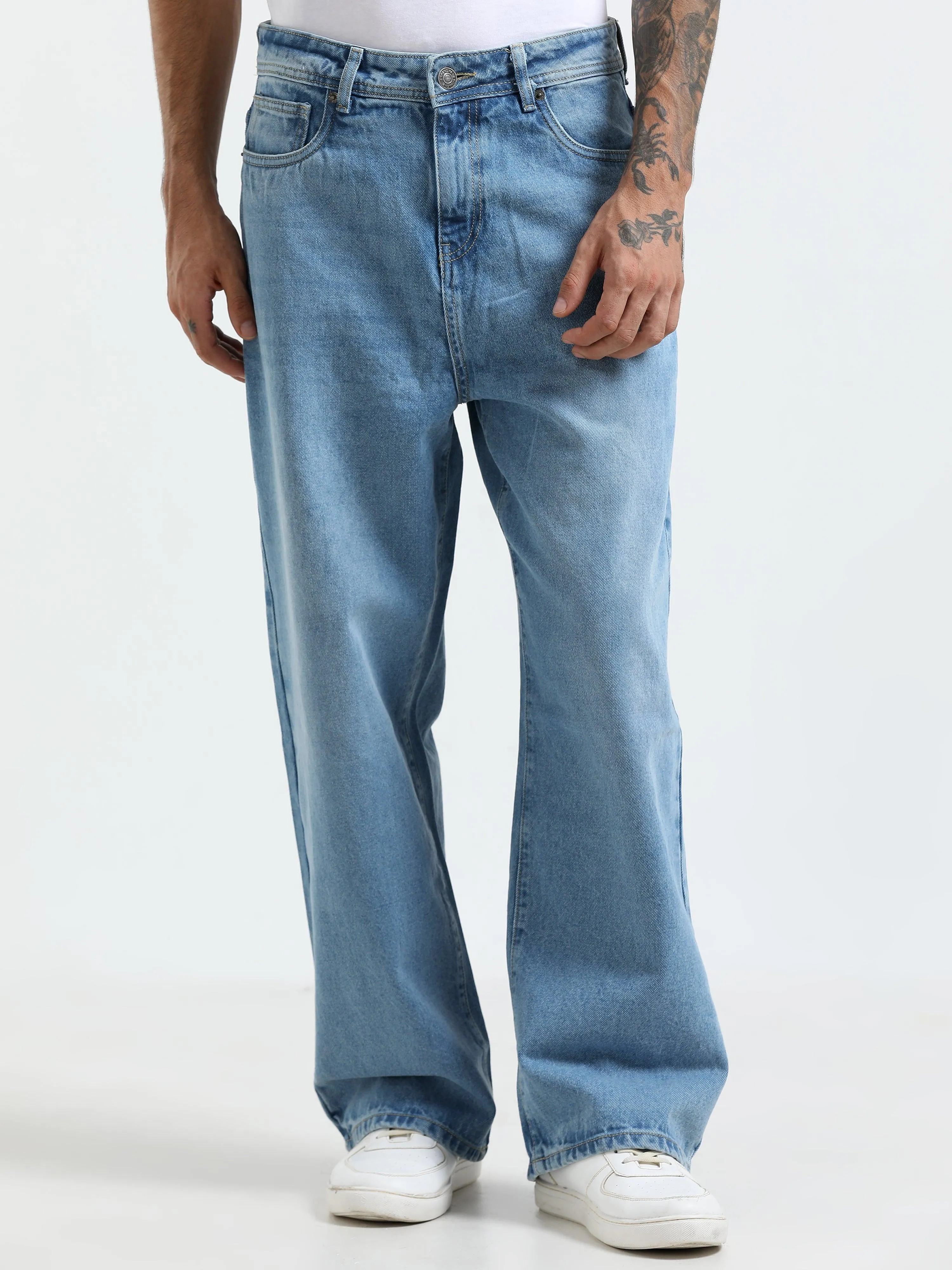 Rattled Loose Fit Jeans - Blue