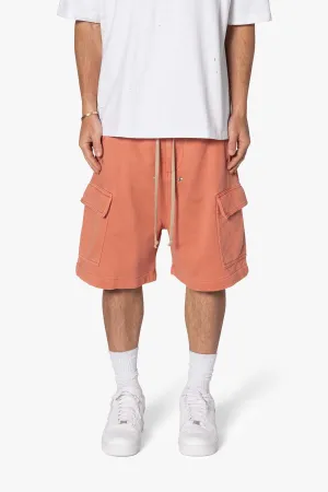 Rave Cargo Fleece Sweat Shorts - Washed Rust