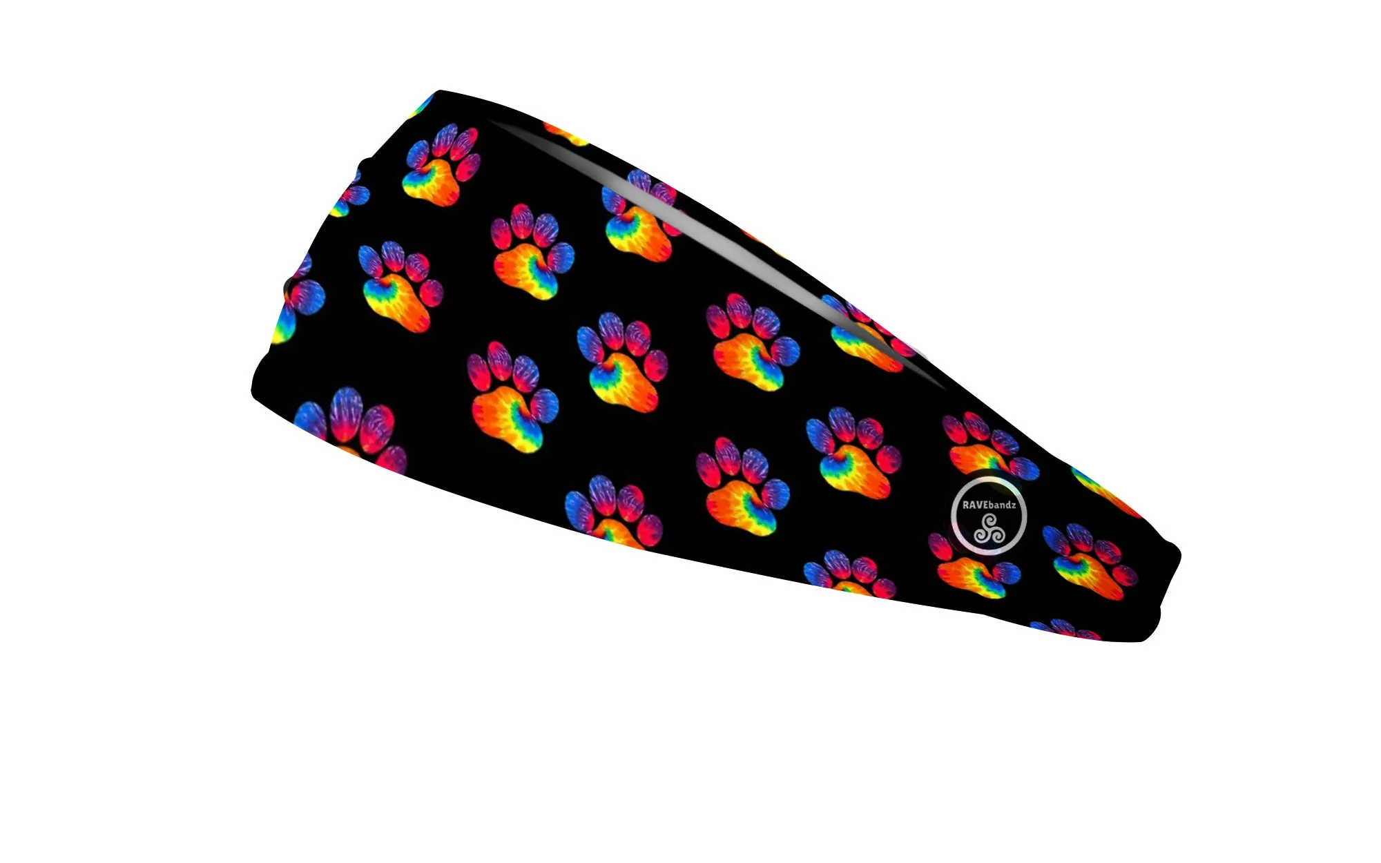 RAVEbandz The Pro - Wide Stretch Headband (Tie Dye Paw Prints)