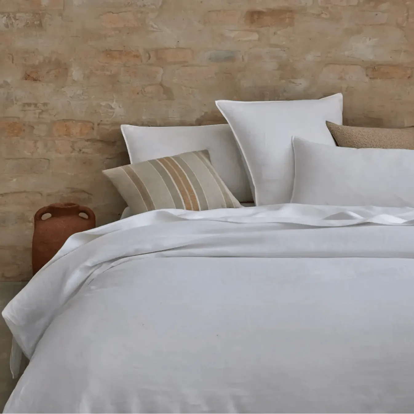 Ravello White Linen Flat Sheet King