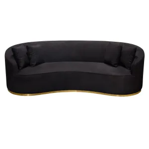 Raven Sofa in Black Suede Velvet w/ Brushed Gold Accent Trim by Diamond Sofa